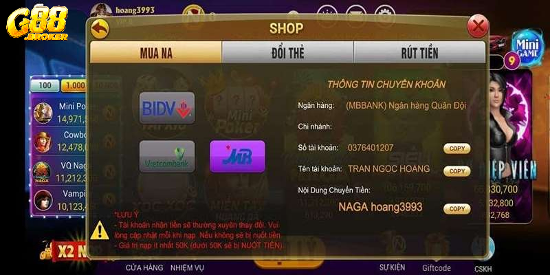 Ưu điểm khi chọn game bài đổi thưởng qua ngân hàng tại G88